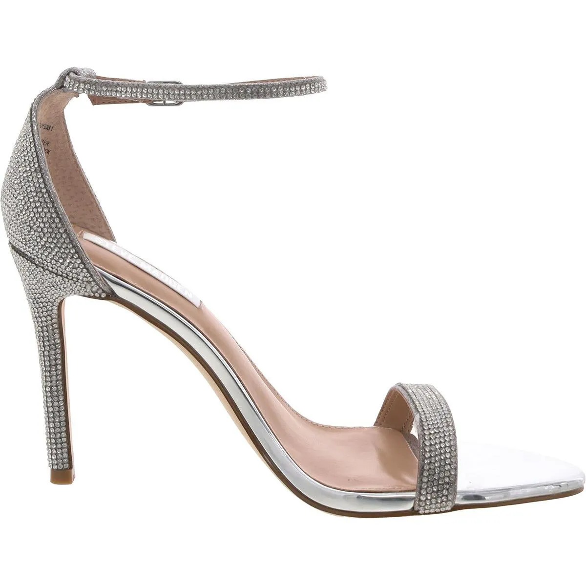 Tecy Womens Rhinestone Metallic Ankle Strap