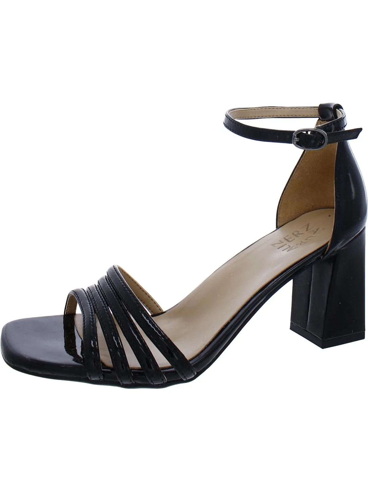 Thena Womens Leather Embossed Ankle Strap