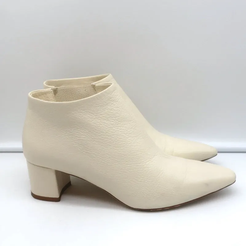 Theory Booties Cream Leather Size 37 Pointed Toe Ankle Boots