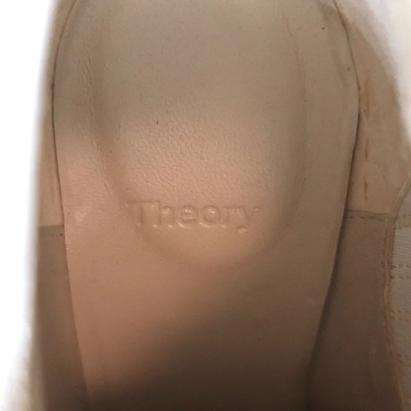 Theory Booties Cream Leather Size 37 Pointed Toe Ankle Boots