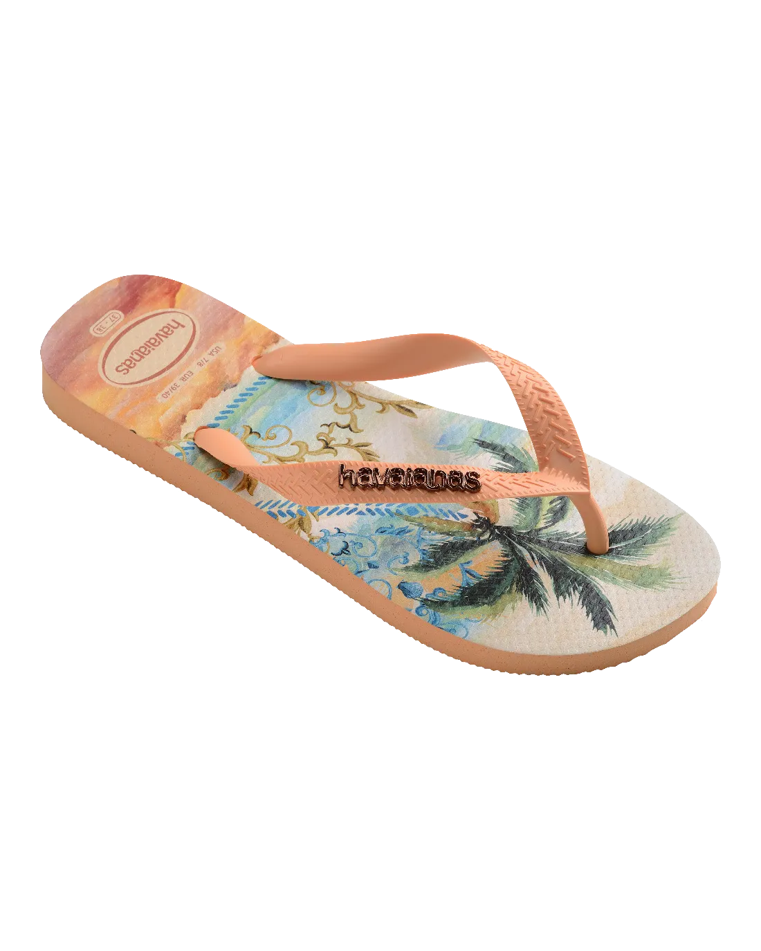Top Tropical Vibes Flip Flops in Peach
