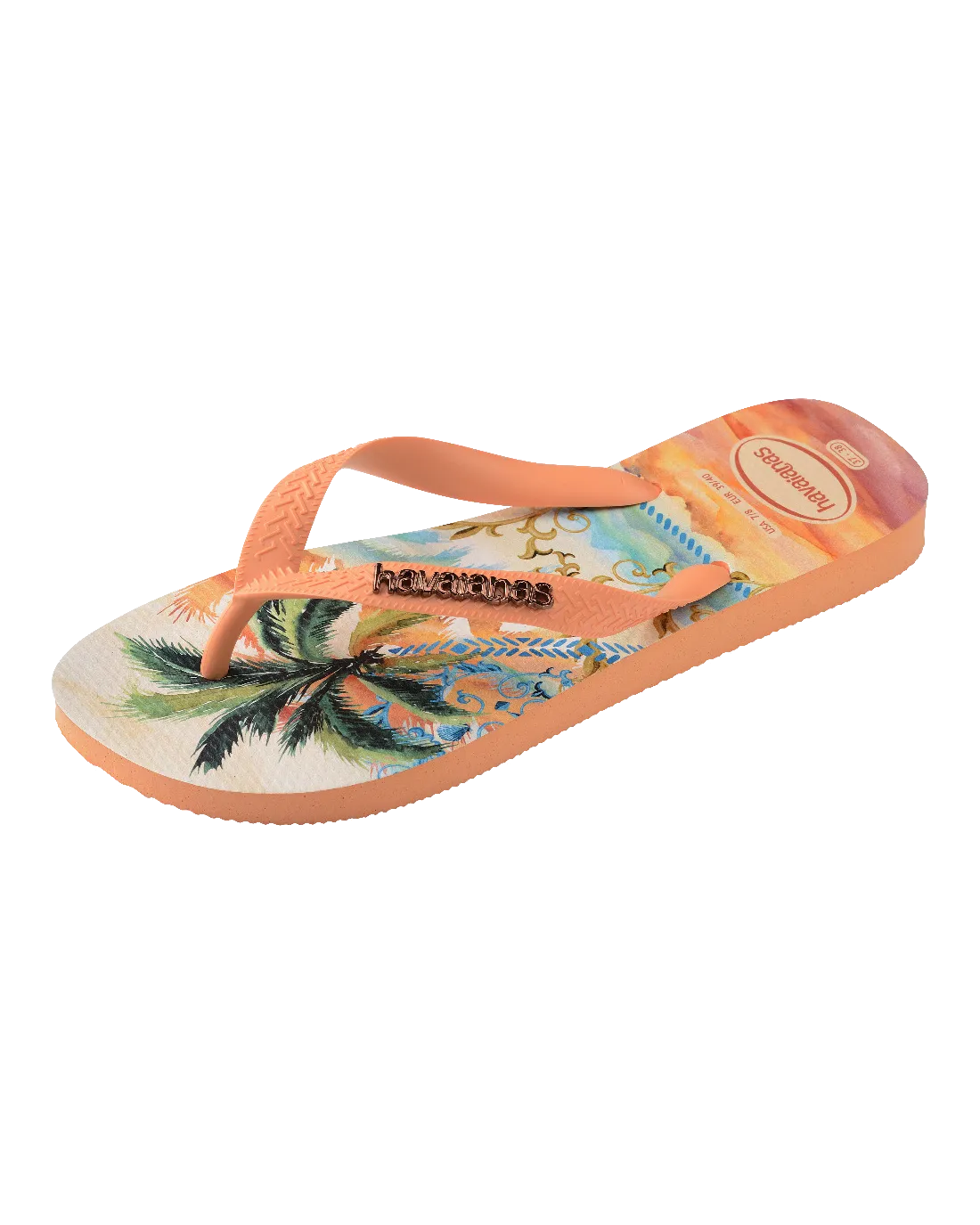 Top Tropical Vibes Flip Flops in Peach