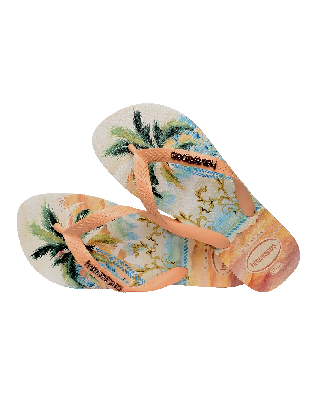 Top Tropical Vibes Flip Flops in Peach