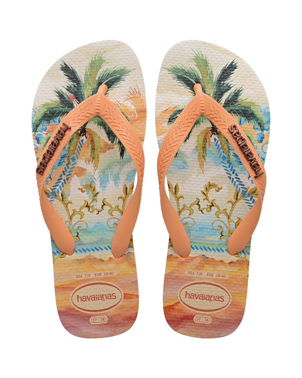 Top Tropical Vibes Flip Flops in Peach