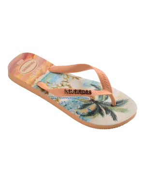 Top Tropical Vibes Flip Flops in Peach