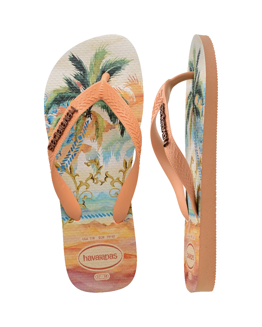 Top Tropical Vibes Flip Flops in Peach