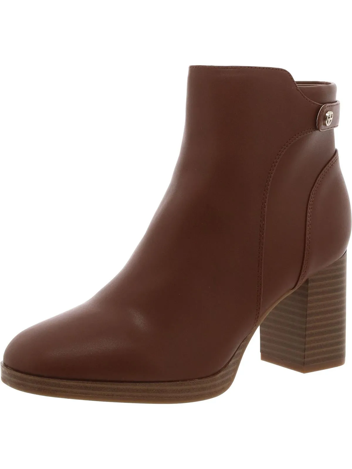 Trumann Womens Faux Leather Embellished Ankle Boots