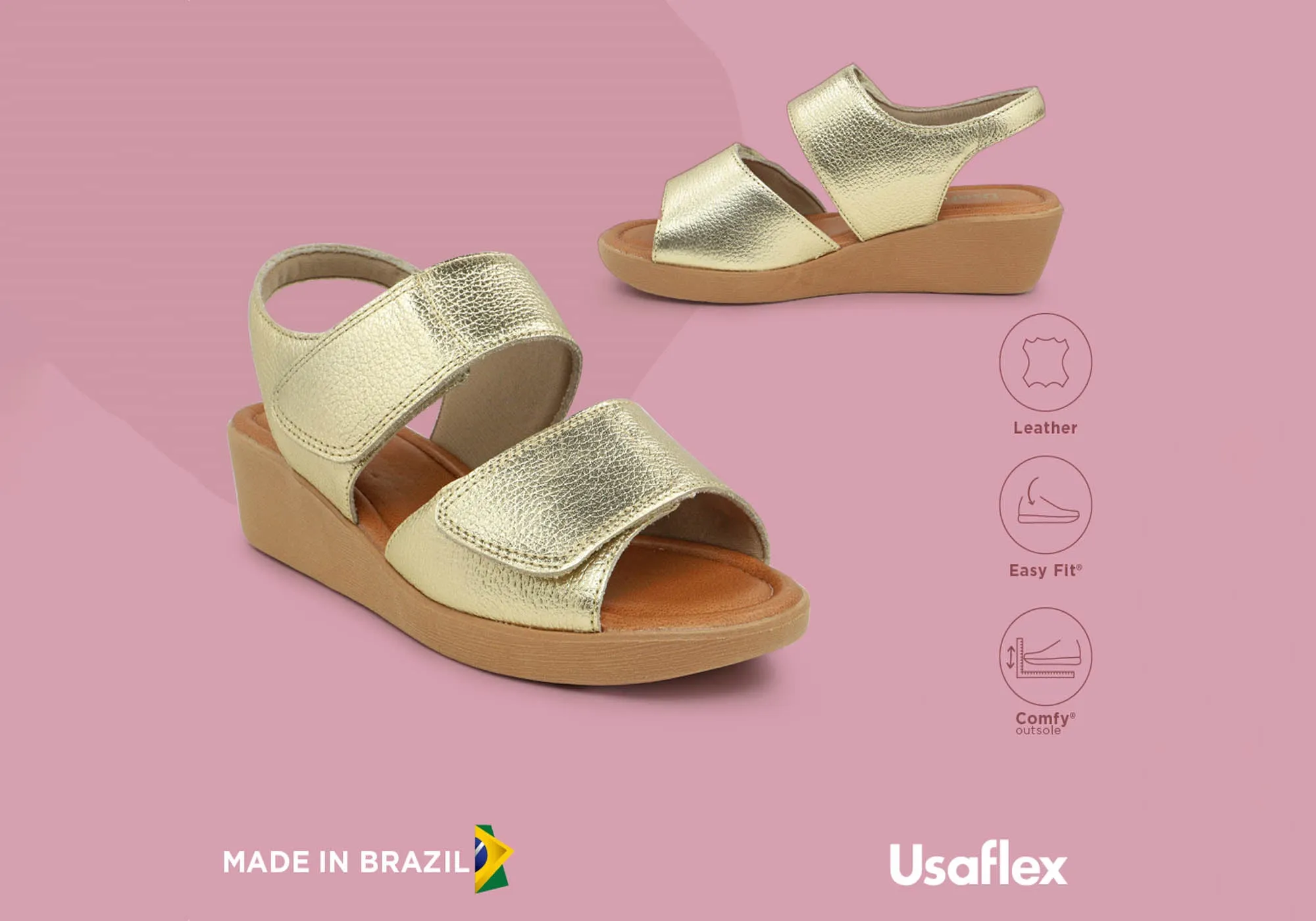 Usaflex Beckley Womens Comfortable Leather Sandals Made In Brazil Usaflex Shoes