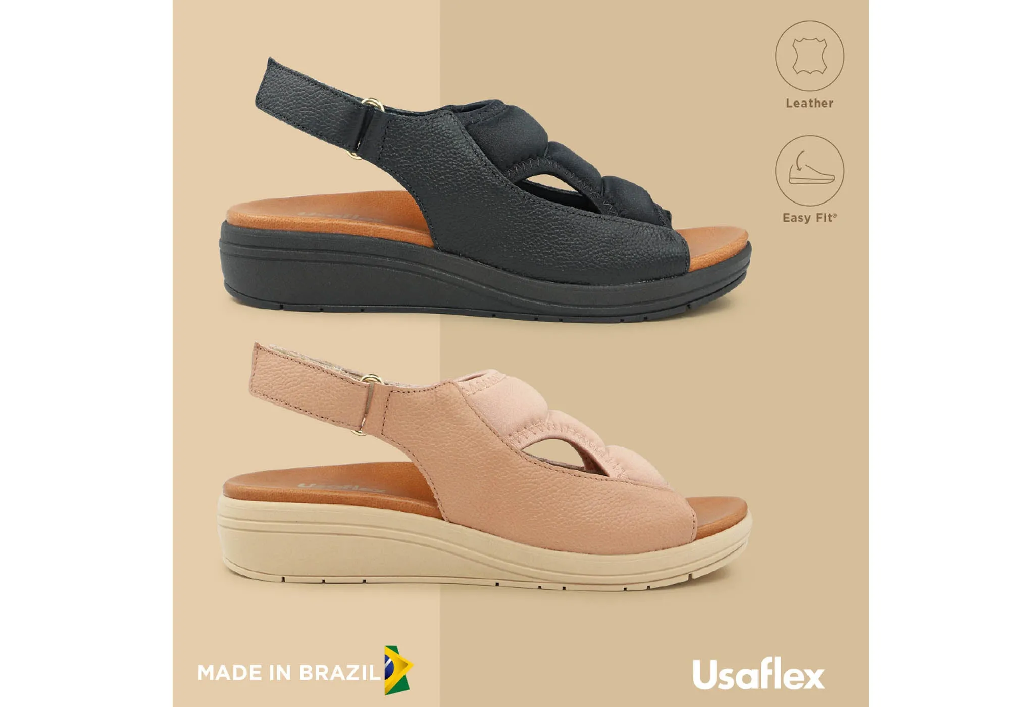 Usaflex Eloise Womens Comfortable Leather Sandals Made In Brazil Usaflex Shoes