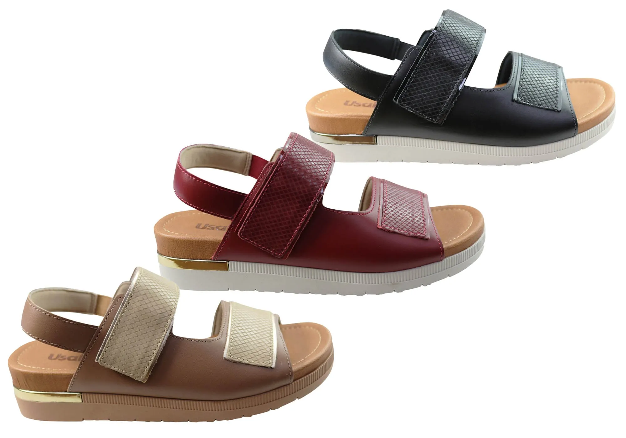 Usaflex Hilda Womens Comfortable Leather Sandals Made In Brazil Usaflex Shoes