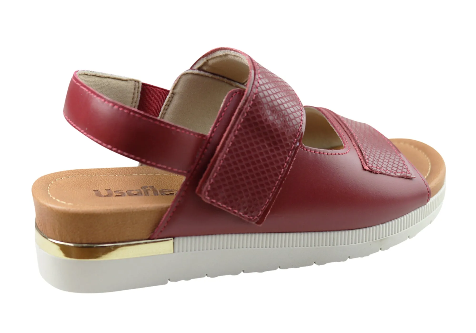 Usaflex Hilda Womens Comfortable Leather Sandals Made In Brazil Usaflex Shoes