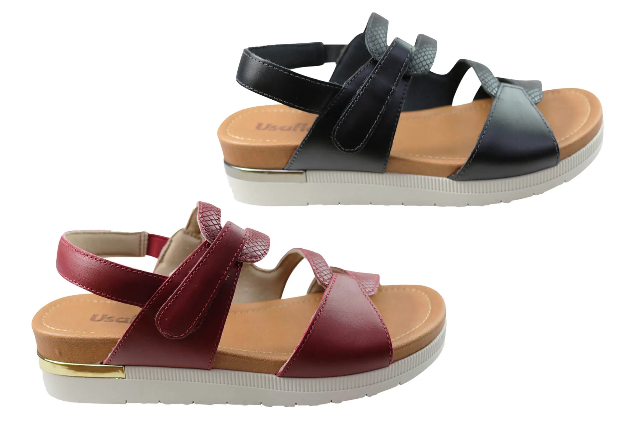 Usaflex Satora Womens Comfortable Leather Sandals Made In Brazil Usaflex Shoes
