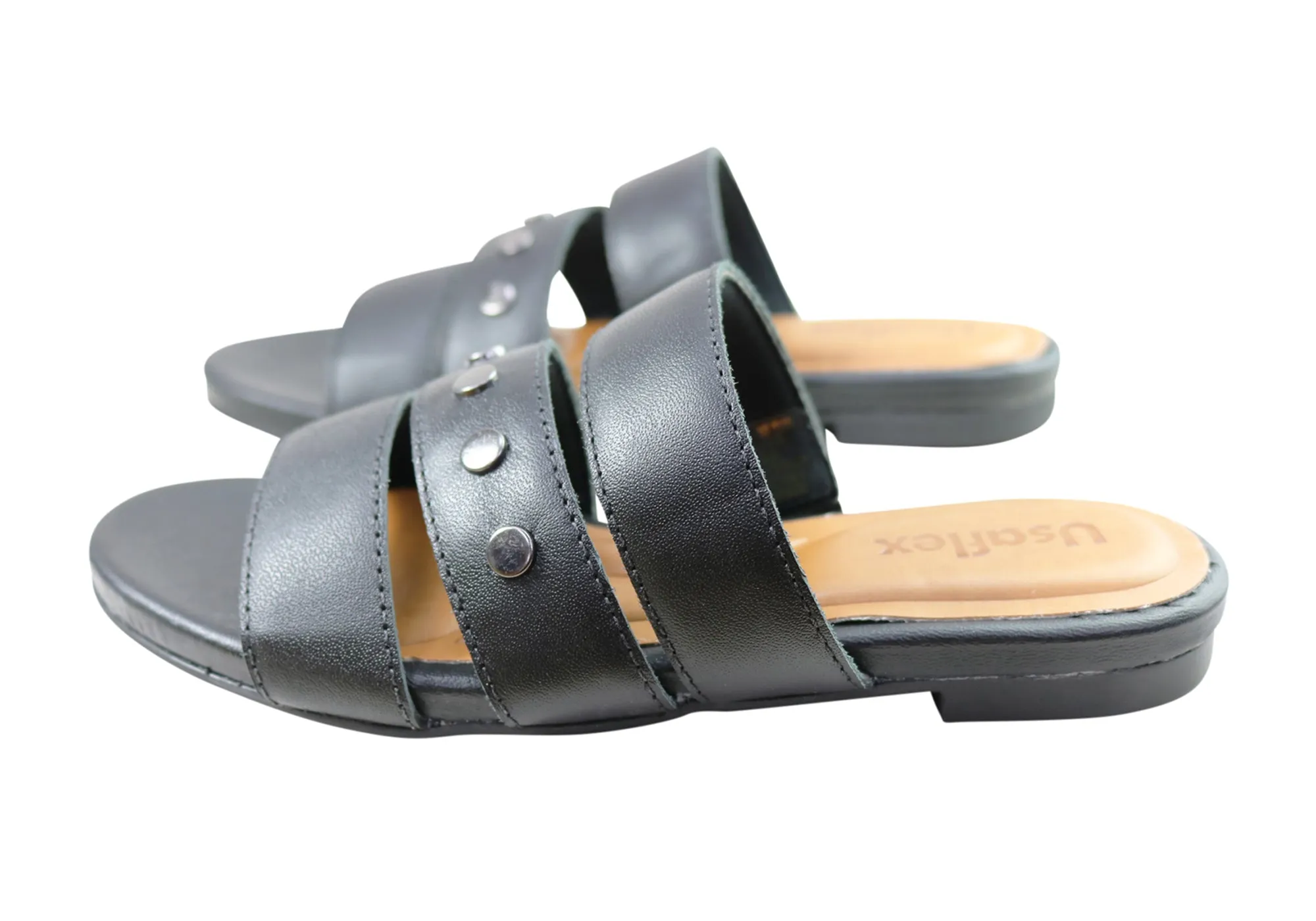 Usaflex Skyler Womens Comfort Leather Slides Sandals Made In Brazil Usaflex Shoes