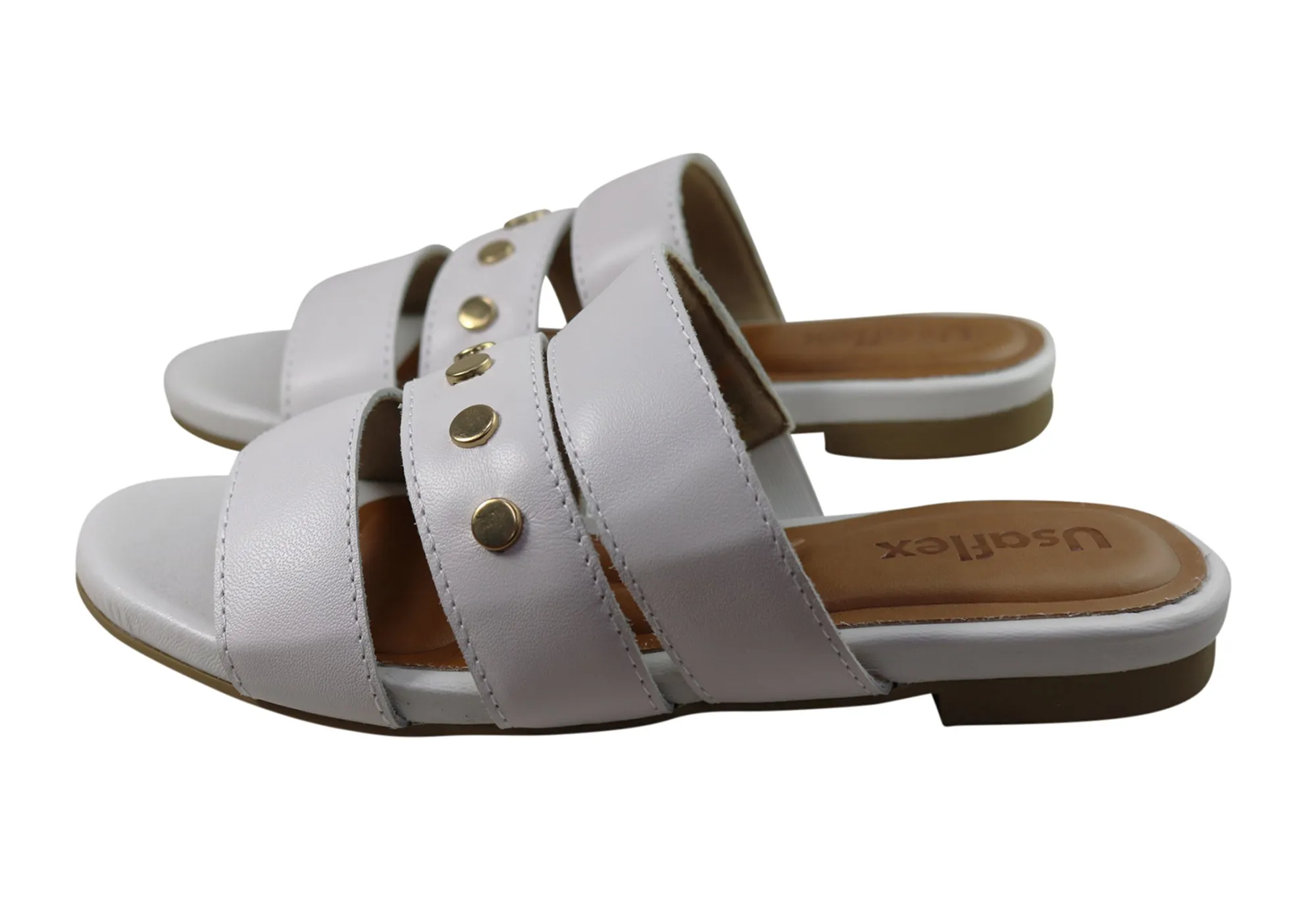 Usaflex Skyler Womens Comfort Leather Slides Sandals Made In Brazil Usaflex Shoes