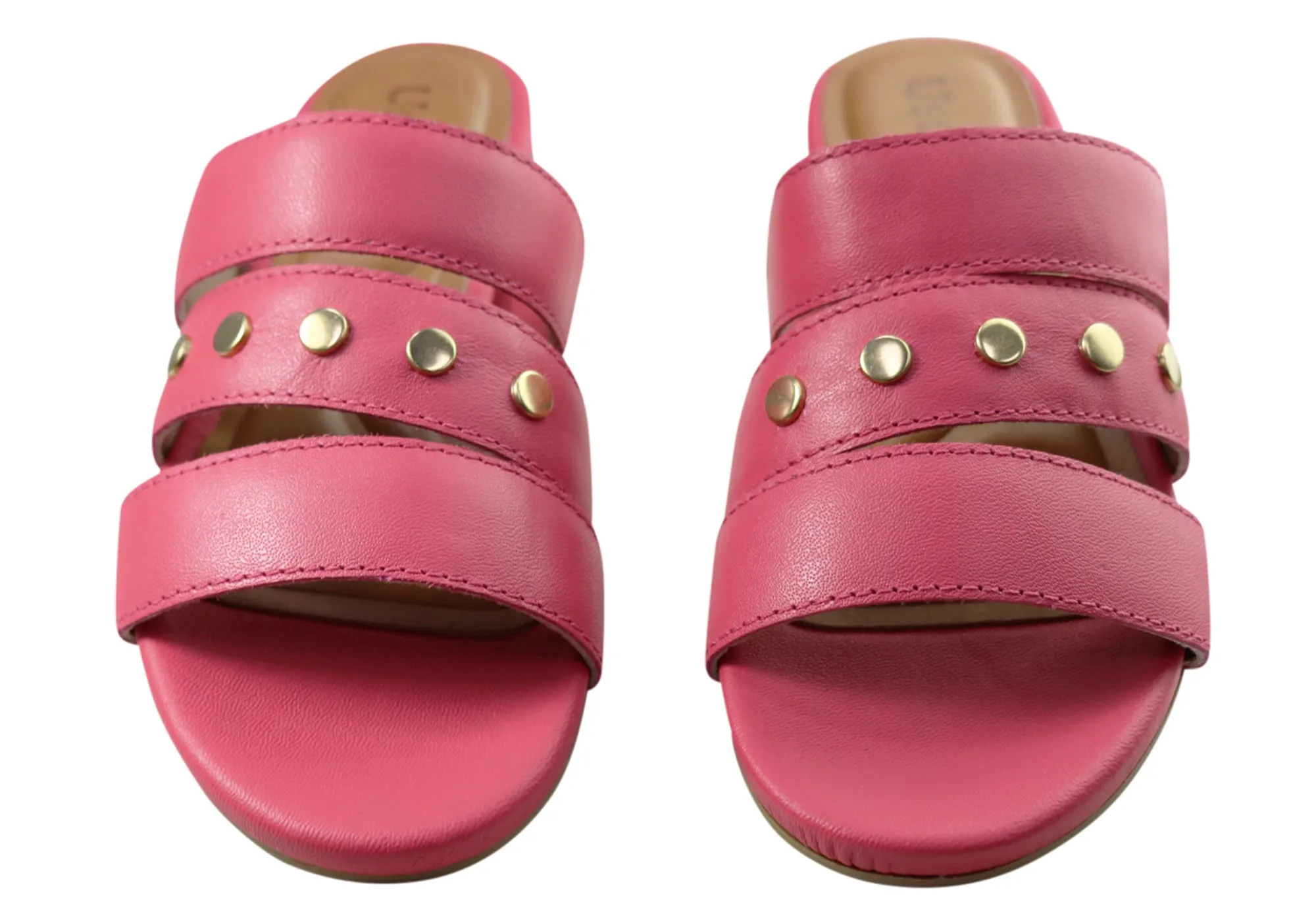 Usaflex Skyler Womens Comfort Leather Slides Sandals Made In Brazil Usaflex Shoes