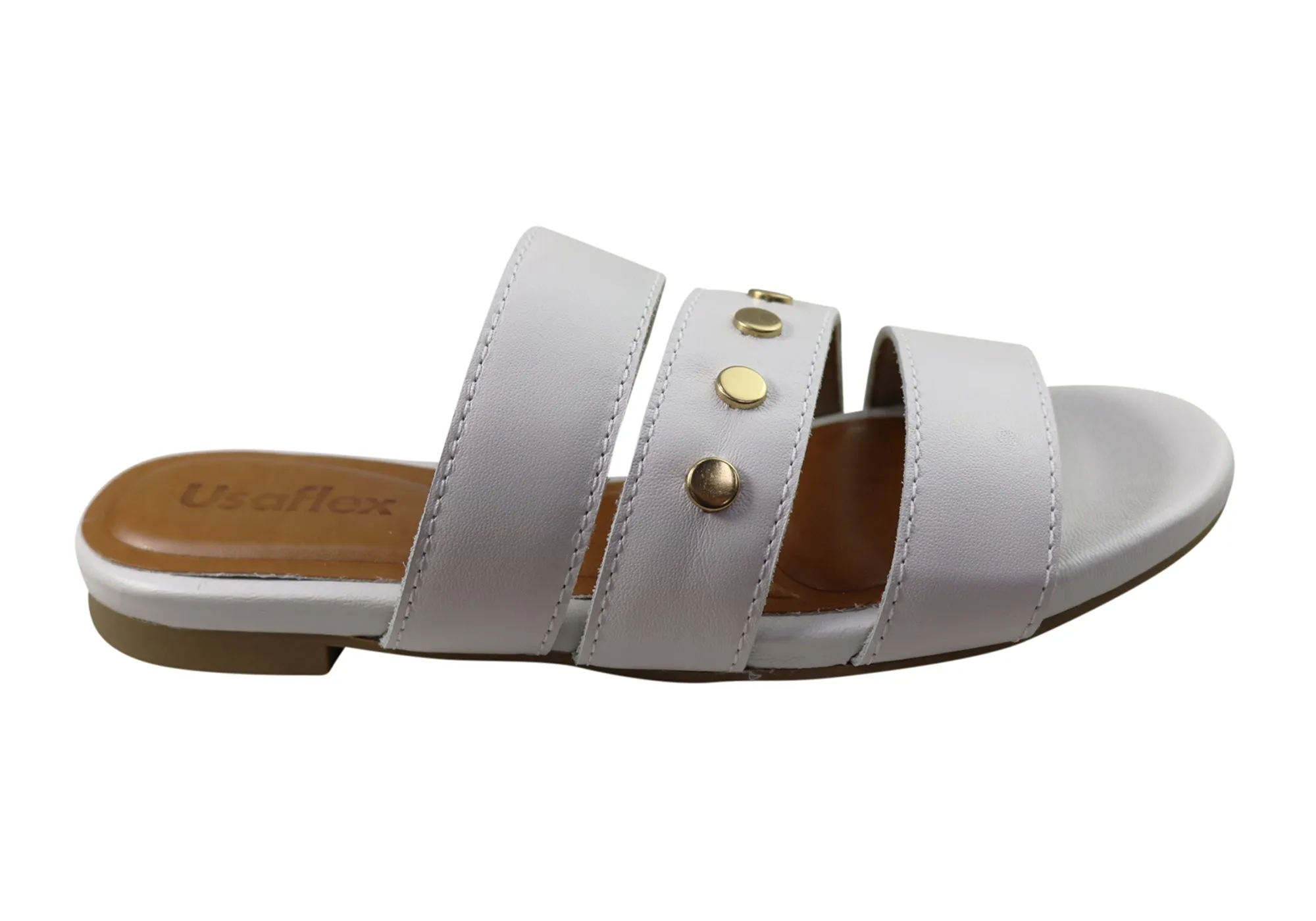 Usaflex Skyler Womens Comfort Leather Slides Sandals Made In Brazil Usaflex Shoes