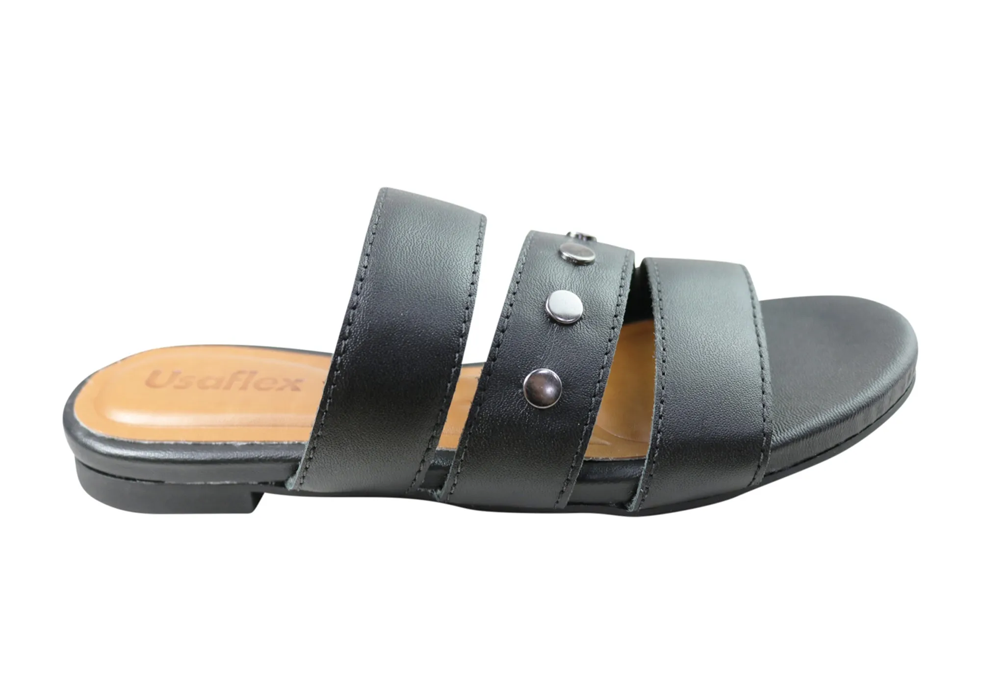 Usaflex Skyler Womens Comfort Leather Slides Sandals Made In Brazil Usaflex Shoes