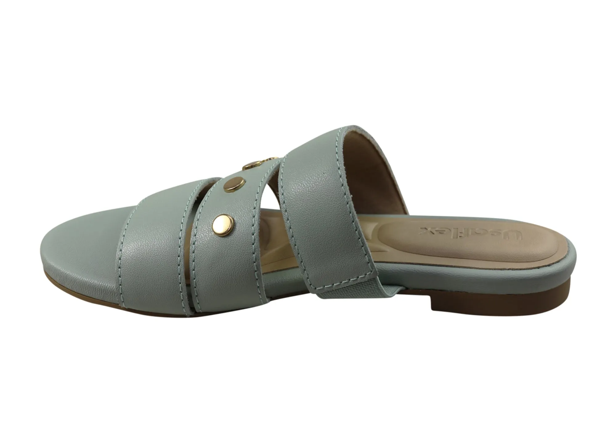 Usaflex Skyler Womens Comfort Leather Slides Sandals Made In Brazil Usaflex Shoes