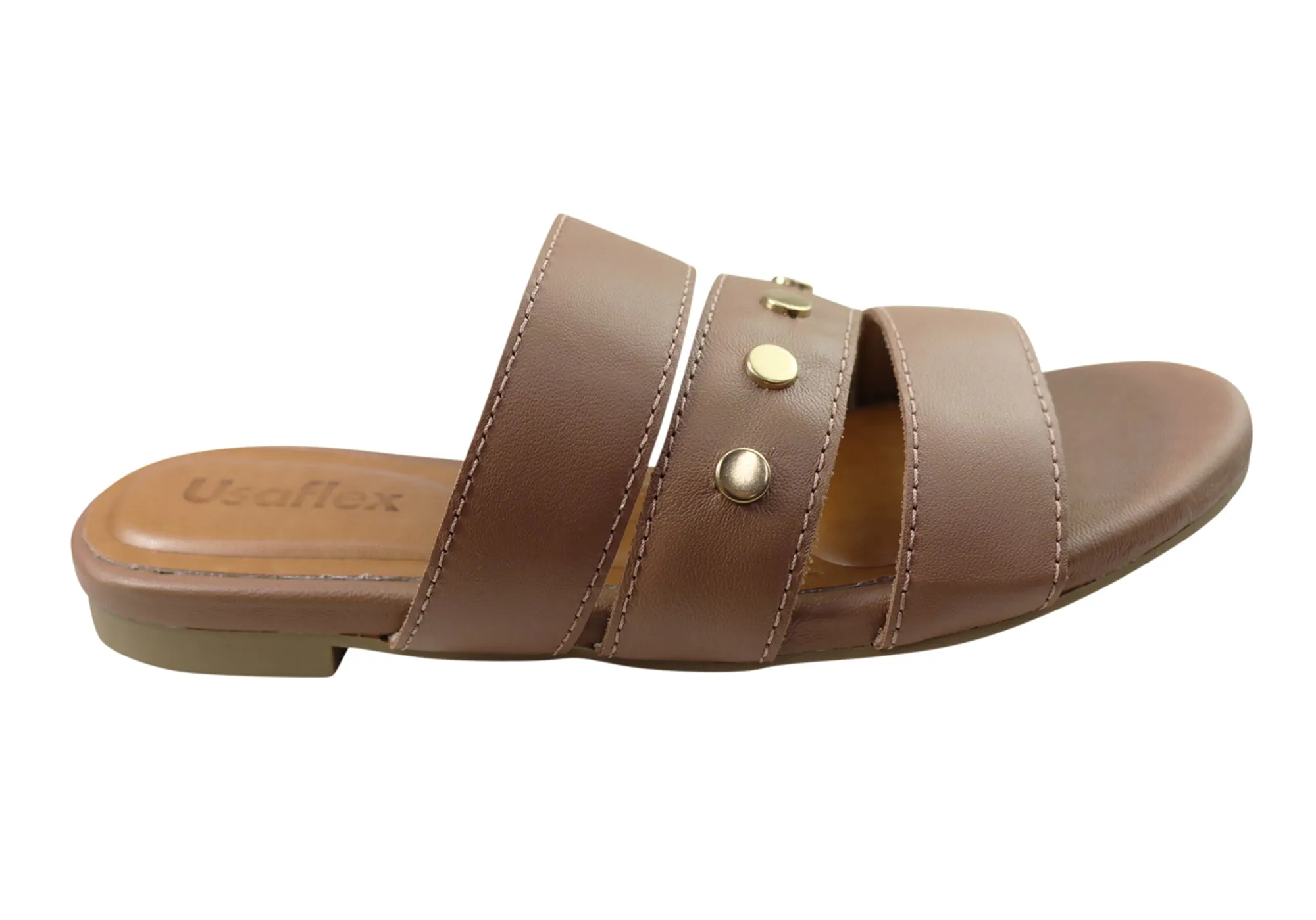 Usaflex Skyler Womens Comfort Leather Slides Sandals Made In Brazil Usaflex Shoes