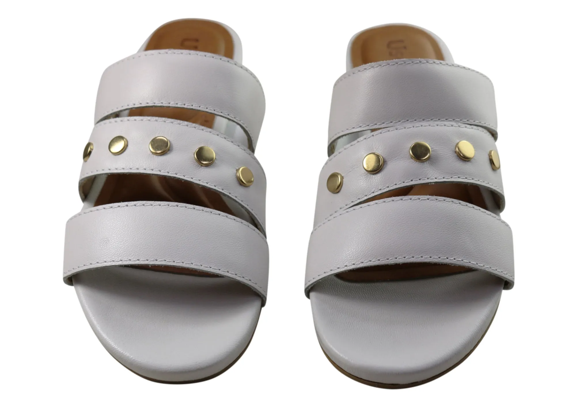 Usaflex Skyler Womens Comfort Leather Slides Sandals Made In Brazil Usaflex Shoes