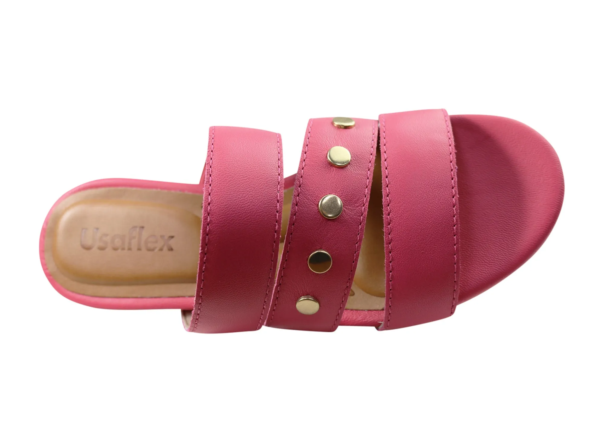 Usaflex Skyler Womens Comfort Leather Slides Sandals Made In Brazil Usaflex Shoes