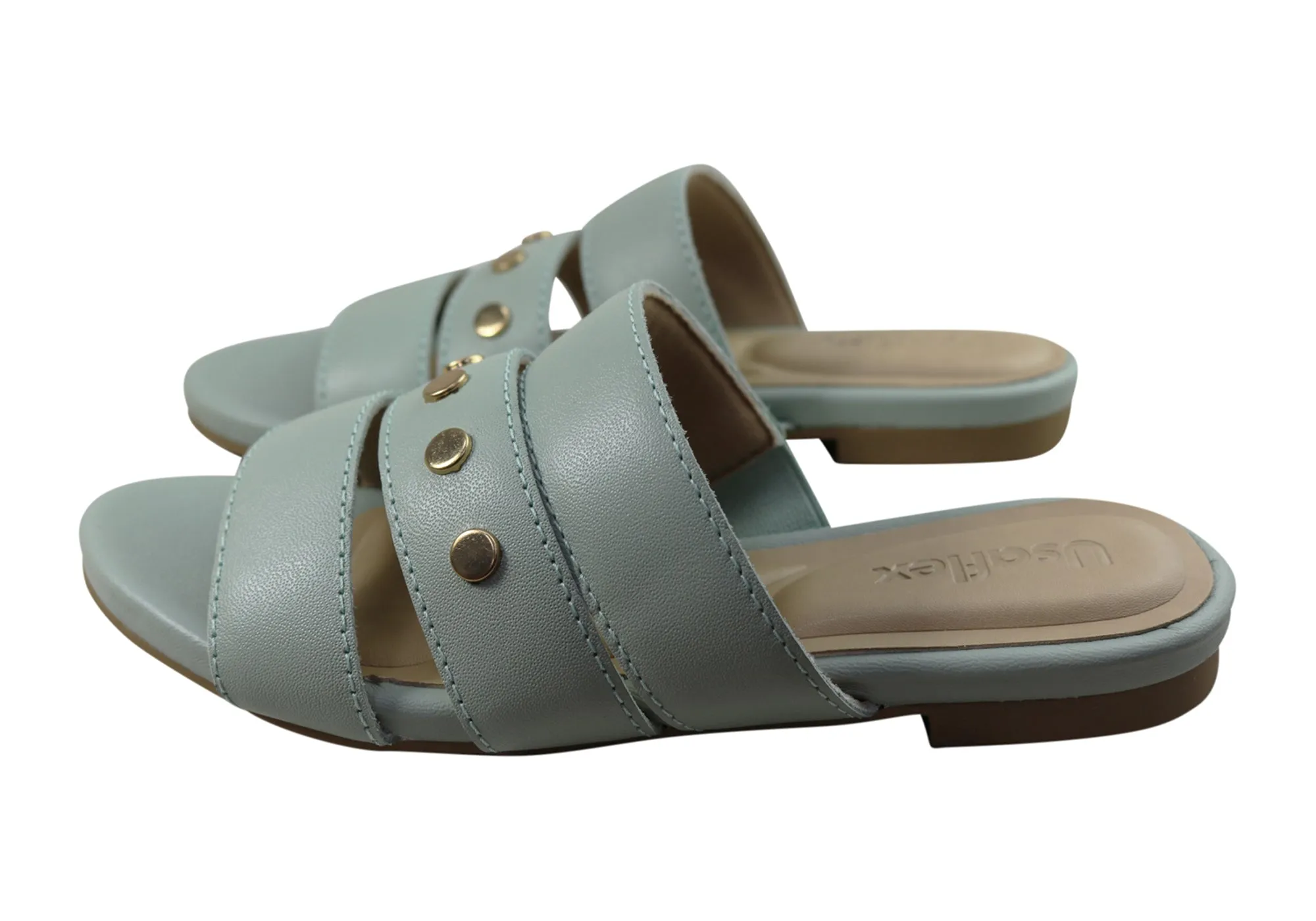 Usaflex Skyler Womens Comfort Leather Slides Sandals Made In Brazil Usaflex Shoes
