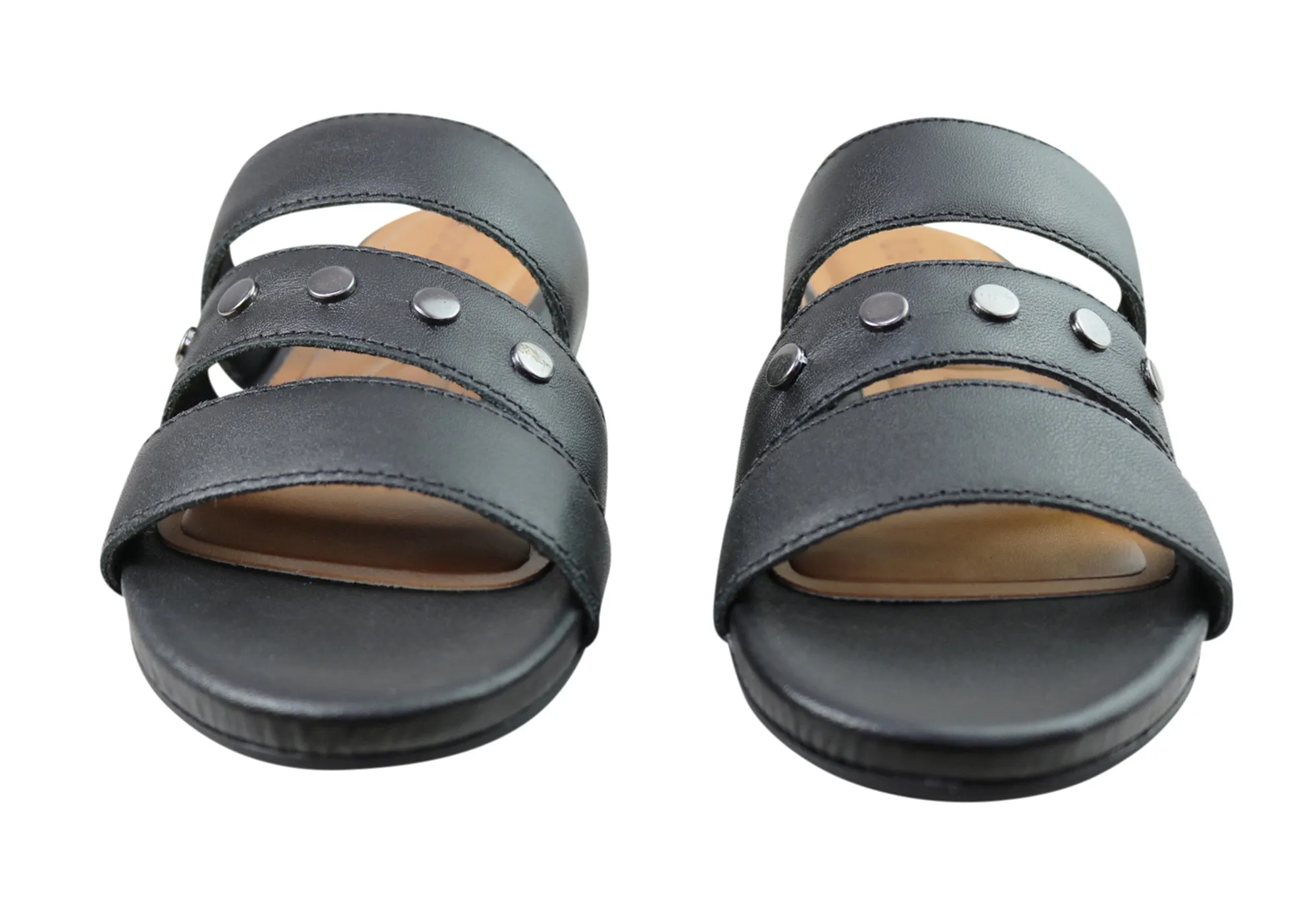 Usaflex Skyler Womens Comfort Leather Slides Sandals Made In Brazil Usaflex Shoes