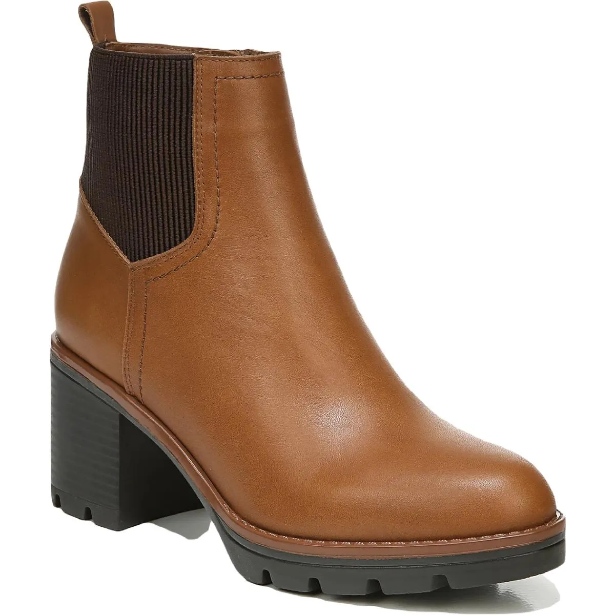 Verney Womens Leather Block Heel Ankle Boots