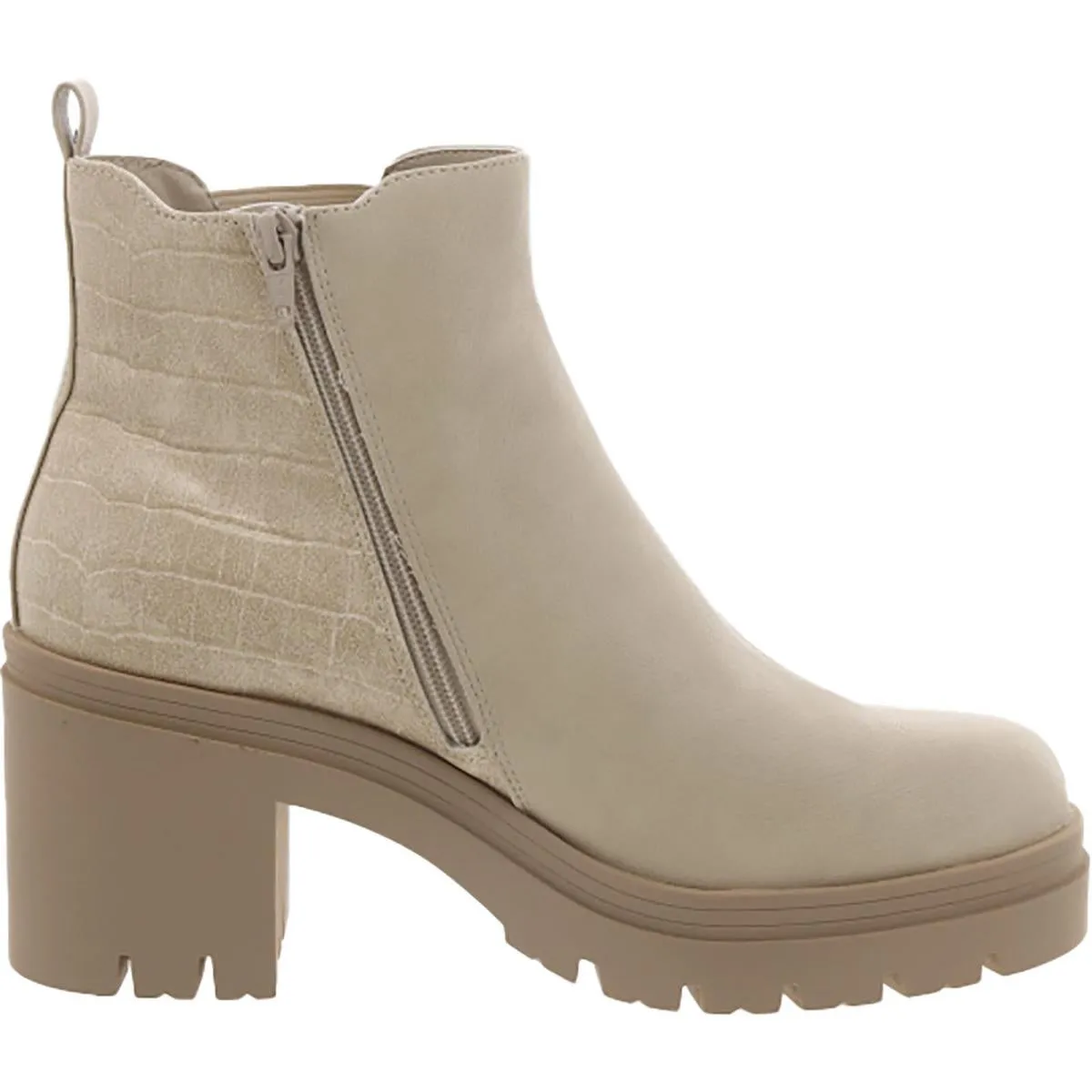 VERONIKAA Womens Faux Leather Block Heel Ankle Boots