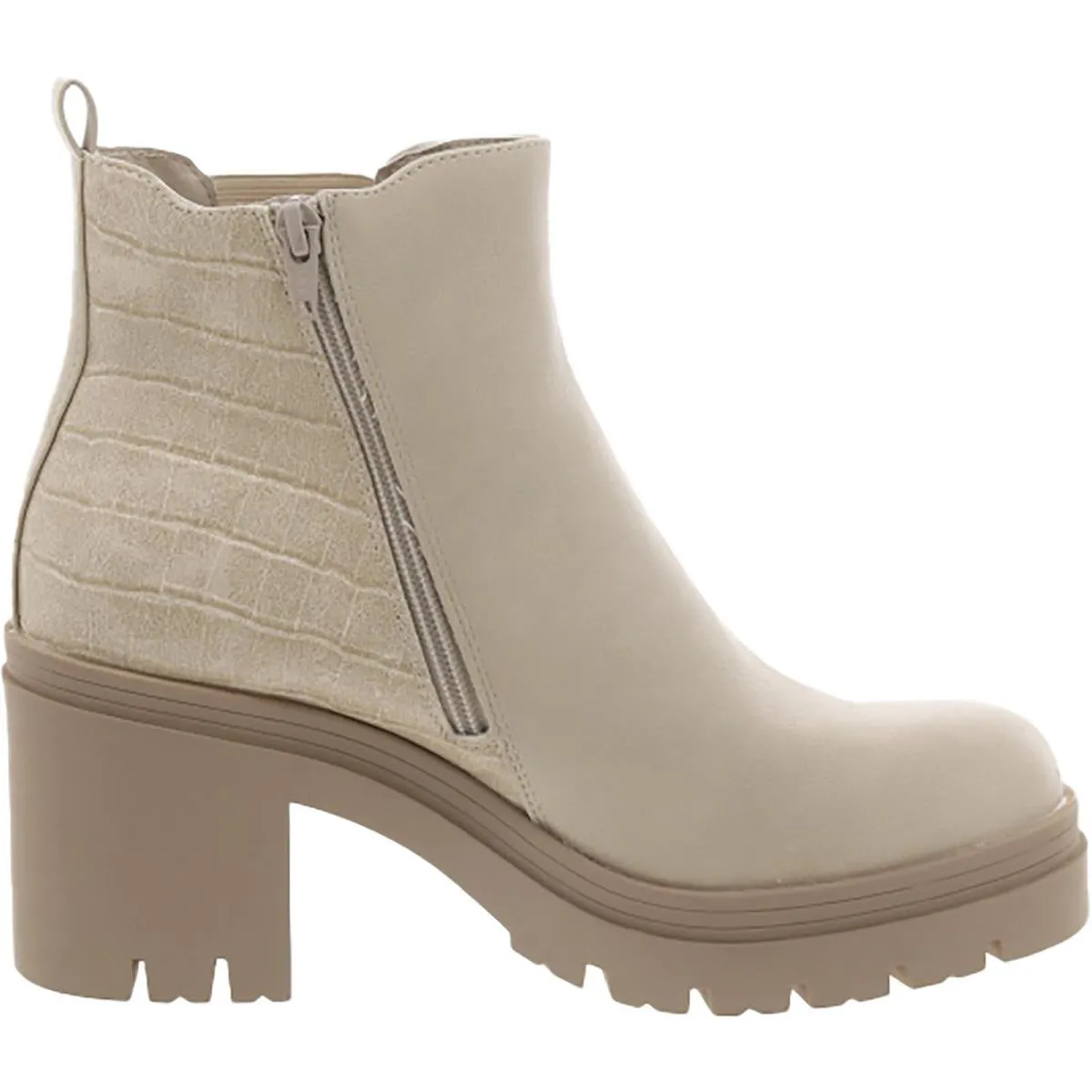 VERONIKAA Womens Faux Leather Block Heel Ankle Boots