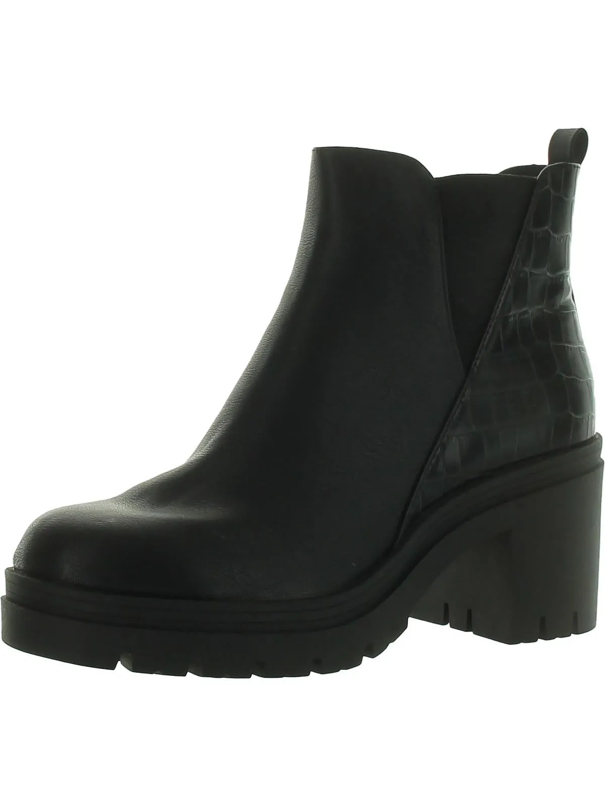 VERONIKAA Womens Faux Leather Block Heel Ankle Boots