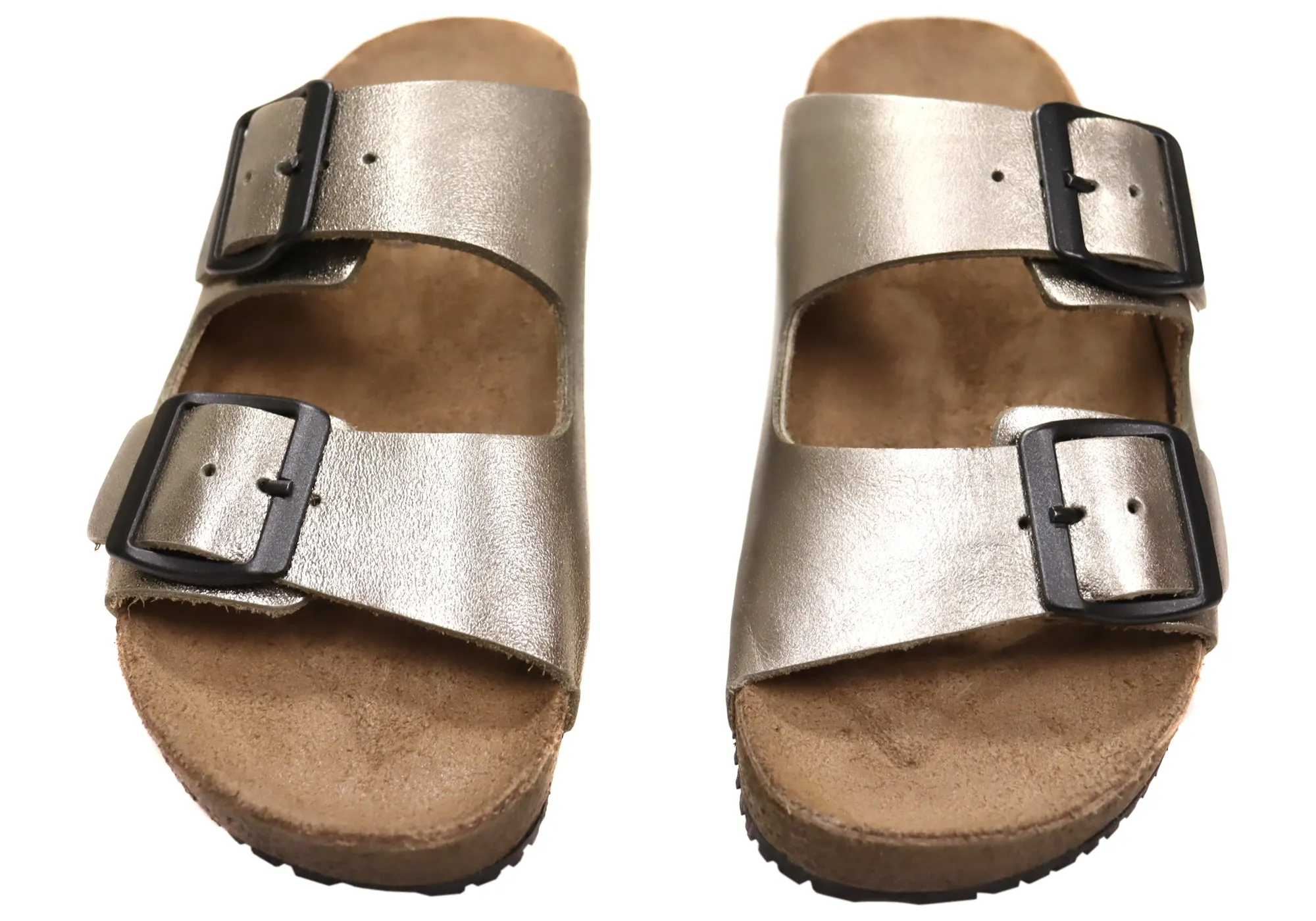 Via Paula Hilda Womens Leather Comfort Slides Sandals Made in Brazil Via Paula Shoes