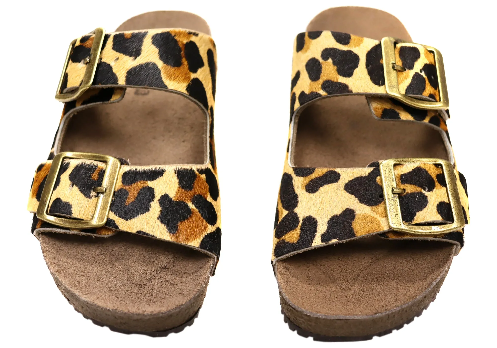 Via Paula Hilda Womens Leather Comfort Slides Sandals Made in Brazil Via Paula Shoes