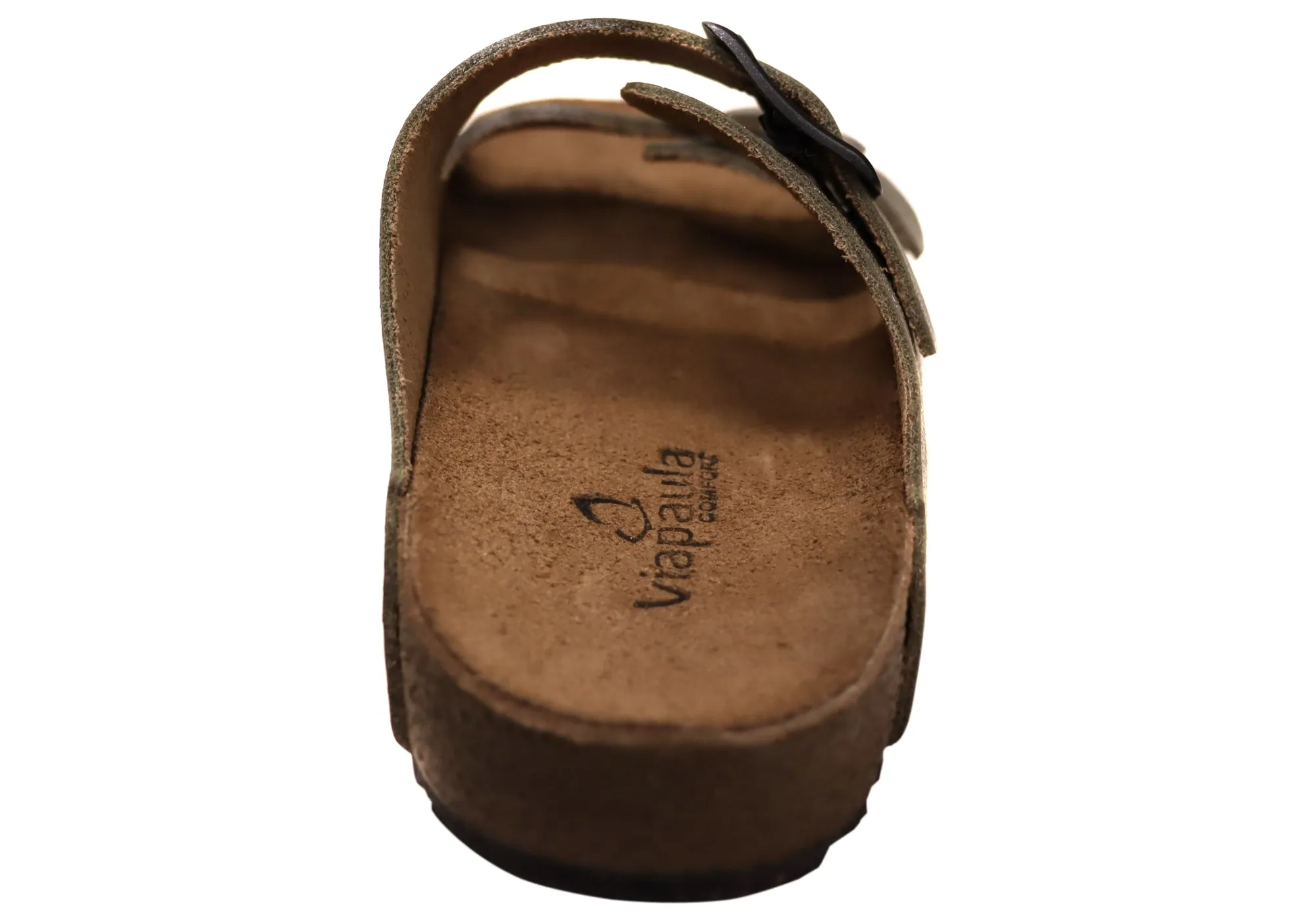 Via Paula Hilda Womens Leather Comfort Slides Sandals Made in Brazil Via Paula Shoes