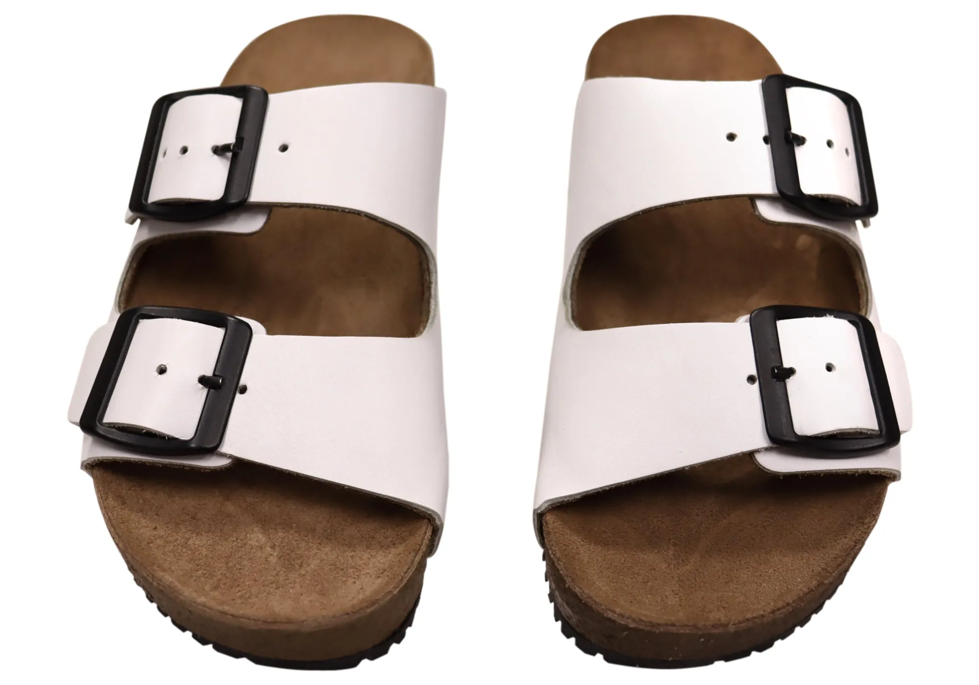 Via Paula Hilda Womens Leather Comfort Slides Sandals Made in Brazil Via Paula Shoes