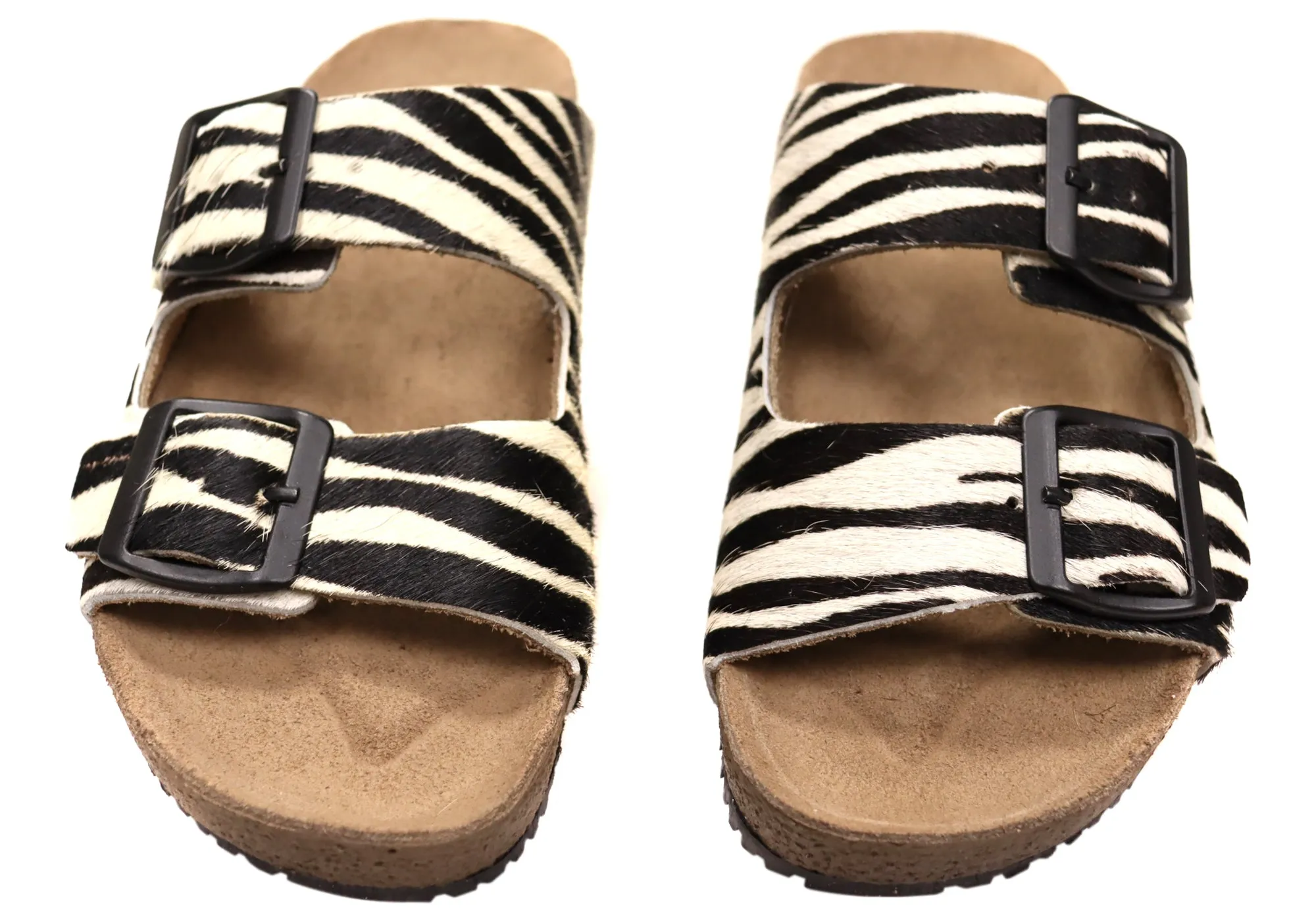 Via Paula Hilda Womens Leather Comfort Slides Sandals Made in Brazil Via Paula Shoes