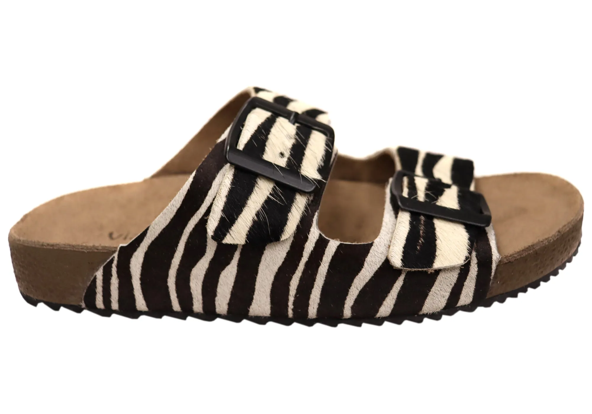 Via Paula Hilda Womens Leather Comfort Slides Sandals Made in Brazil Via Paula Shoes