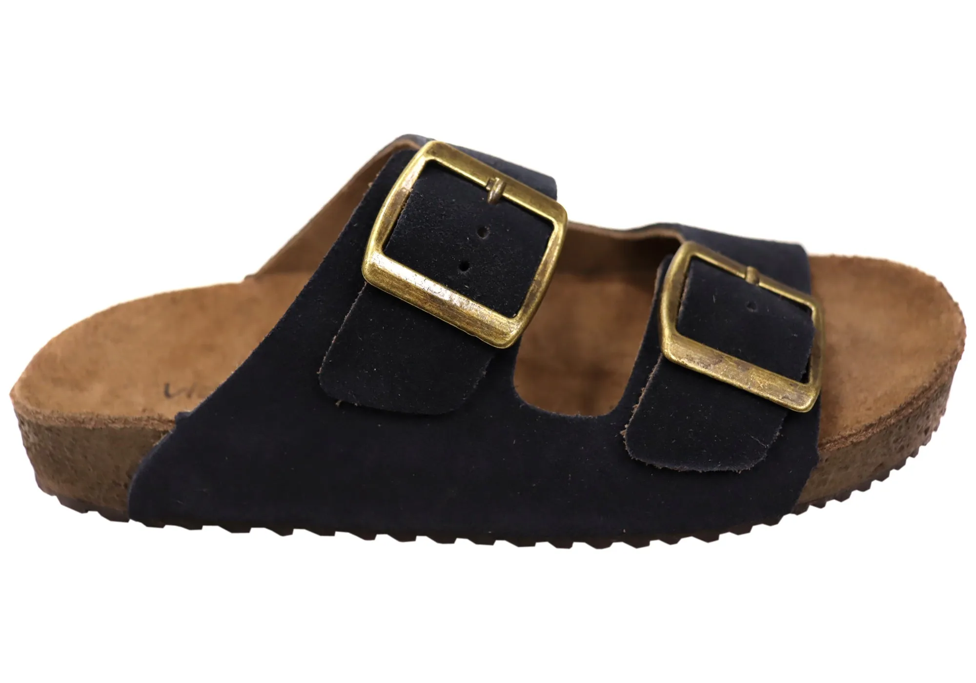 Via Paula Hilda Womens Leather Comfort Slides Sandals Made in Brazil Via Paula Shoes