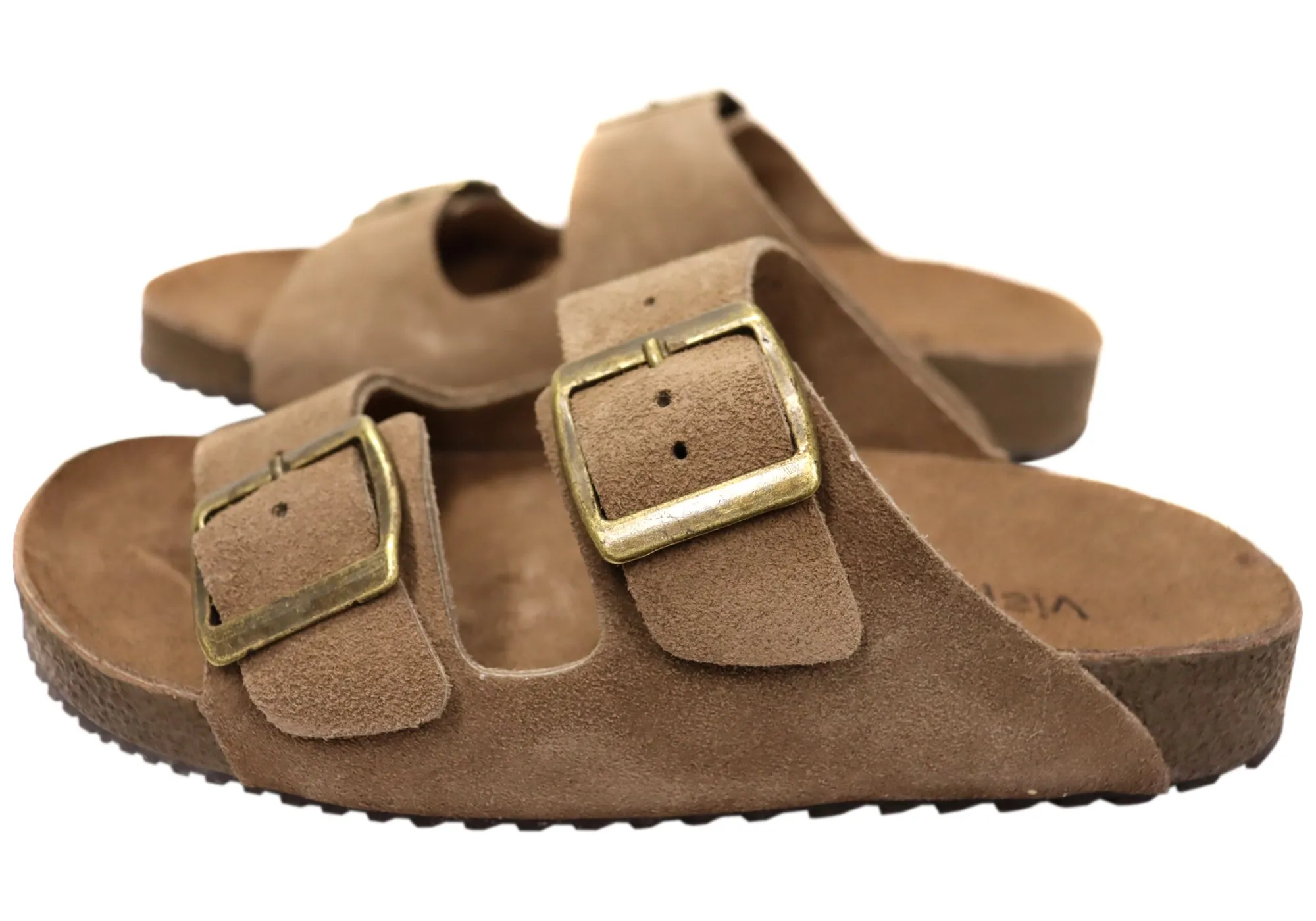 Via Paula Hilda Womens Leather Comfort Slides Sandals Made in Brazil Via Paula Shoes