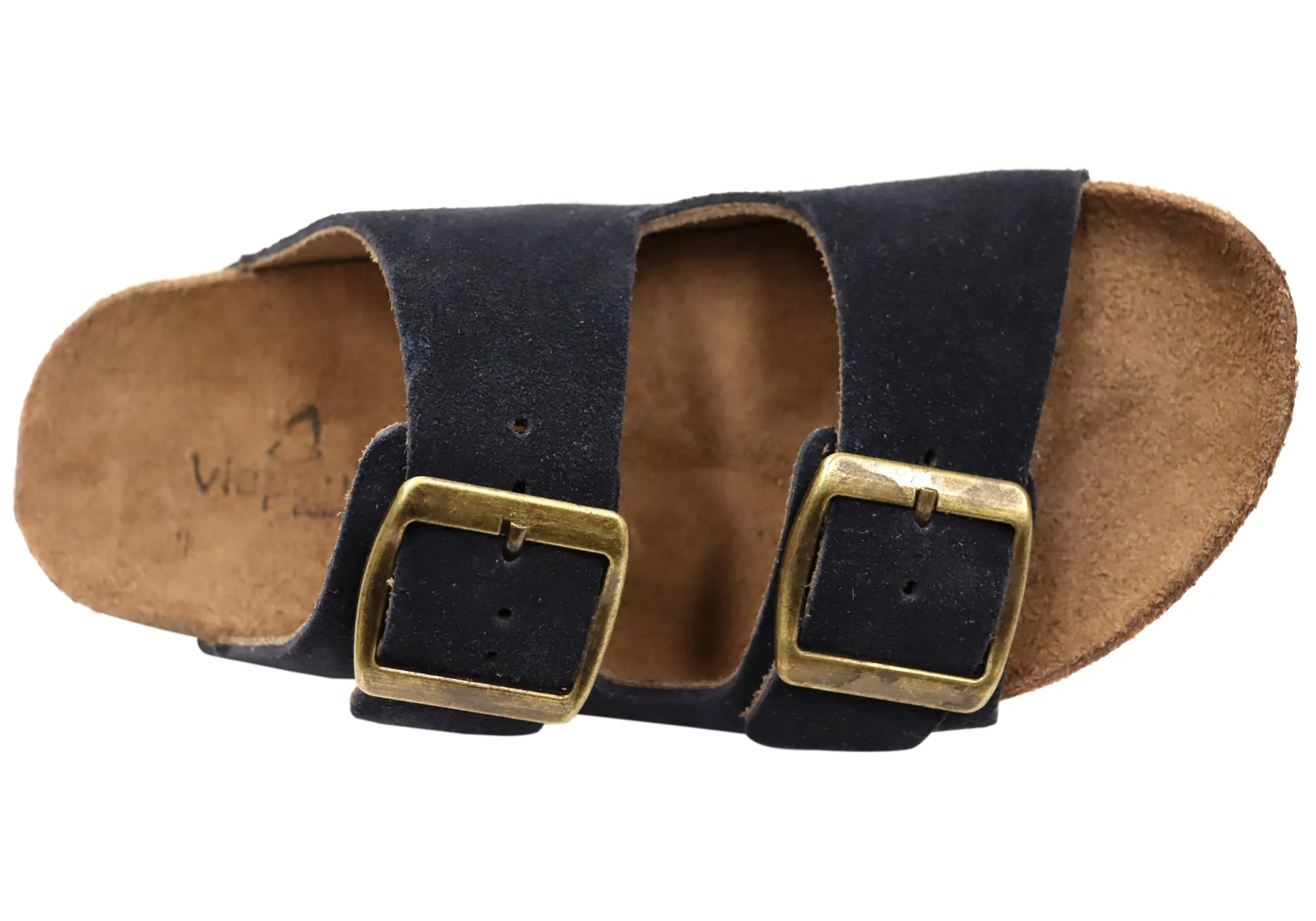 Via Paula Hilda Womens Leather Comfort Slides Sandals Made in Brazil Via Paula Shoes
