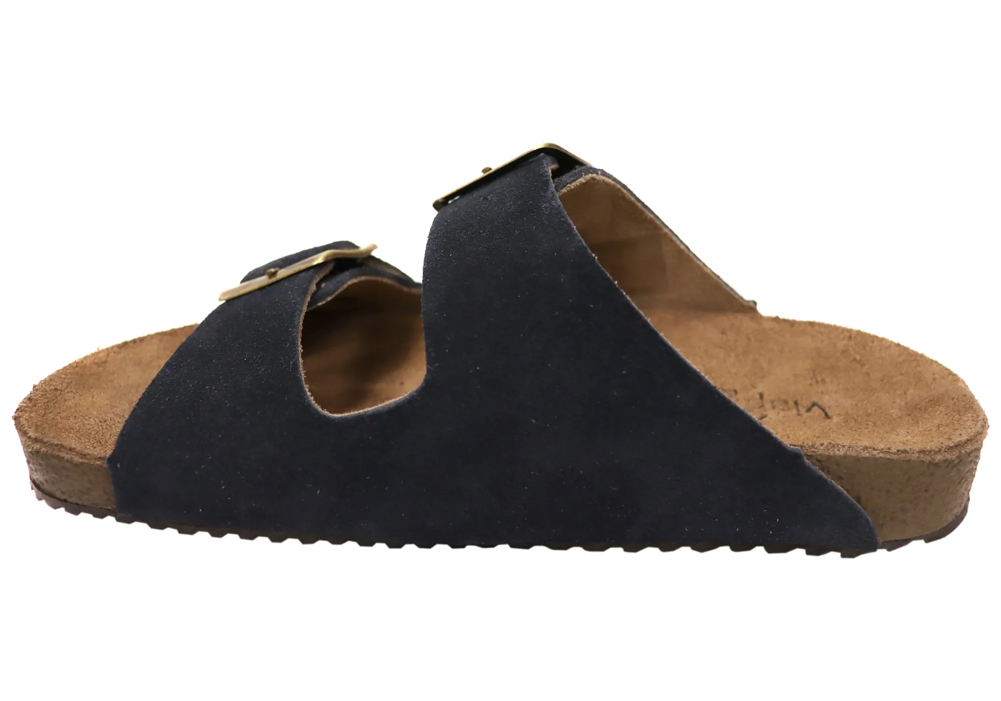Via Paula Hilda Womens Leather Comfort Slides Sandals Made in Brazil Via Paula Shoes