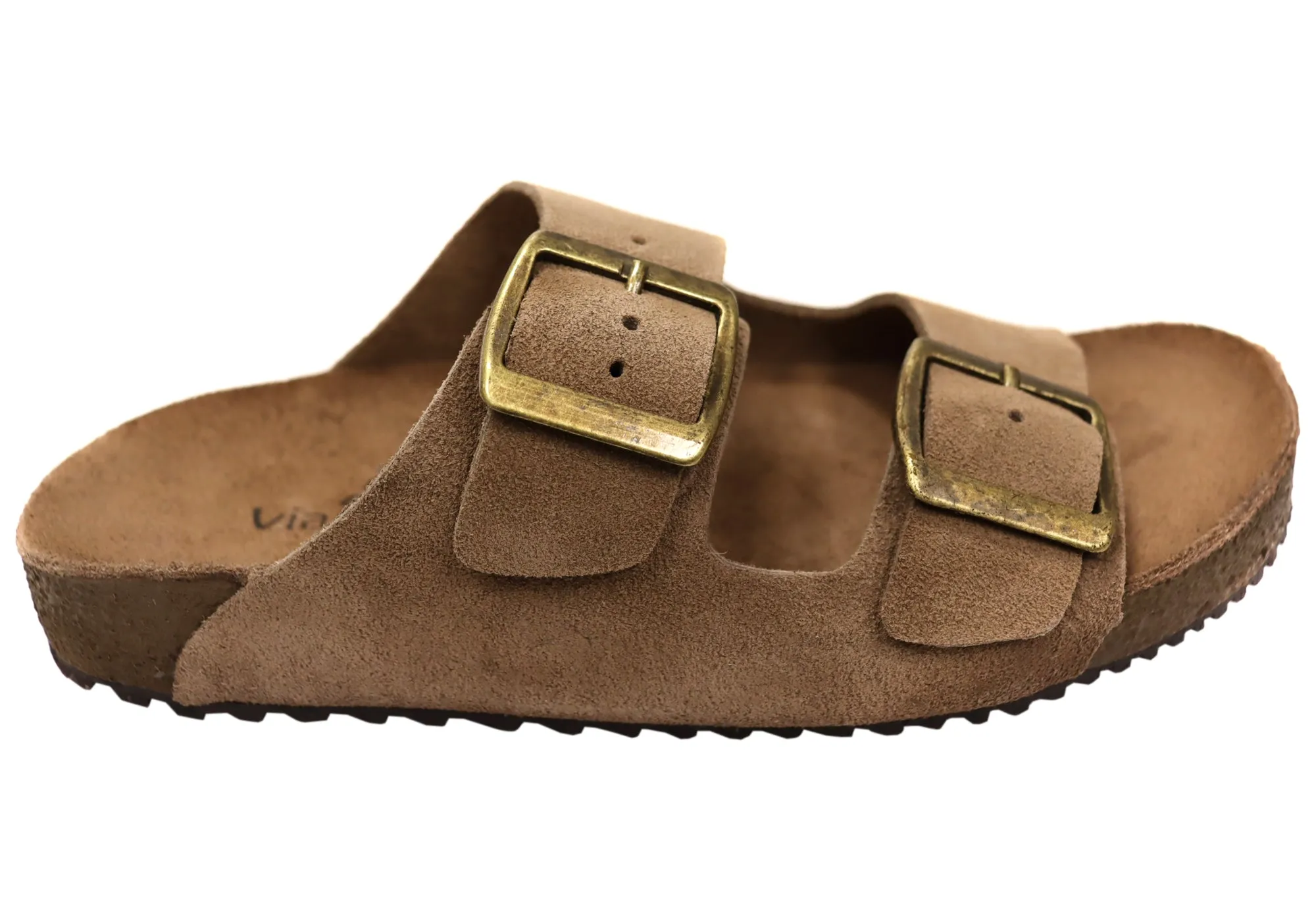 Via Paula Hilda Womens Leather Comfort Slides Sandals Made in Brazil Via Paula Shoes