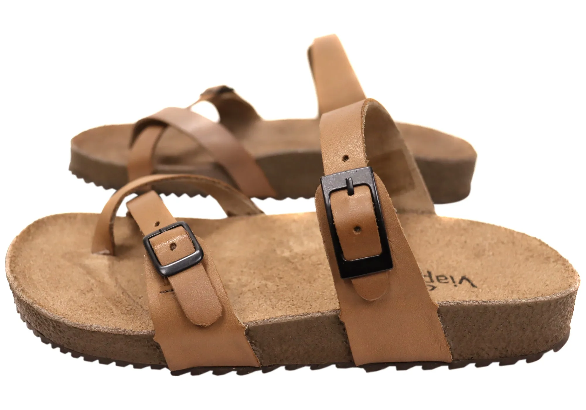Via Paula Toto Womens Leather Comfort Thongs Sandals Made in Brazil Via Paula Shoes