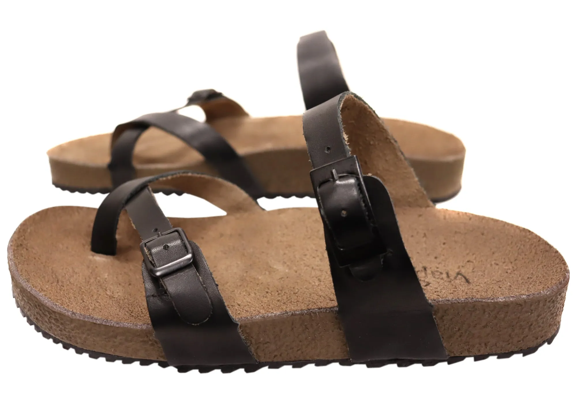 Via Paula Toto Womens Leather Comfort Thongs Sandals Made in Brazil Via Paula Shoes