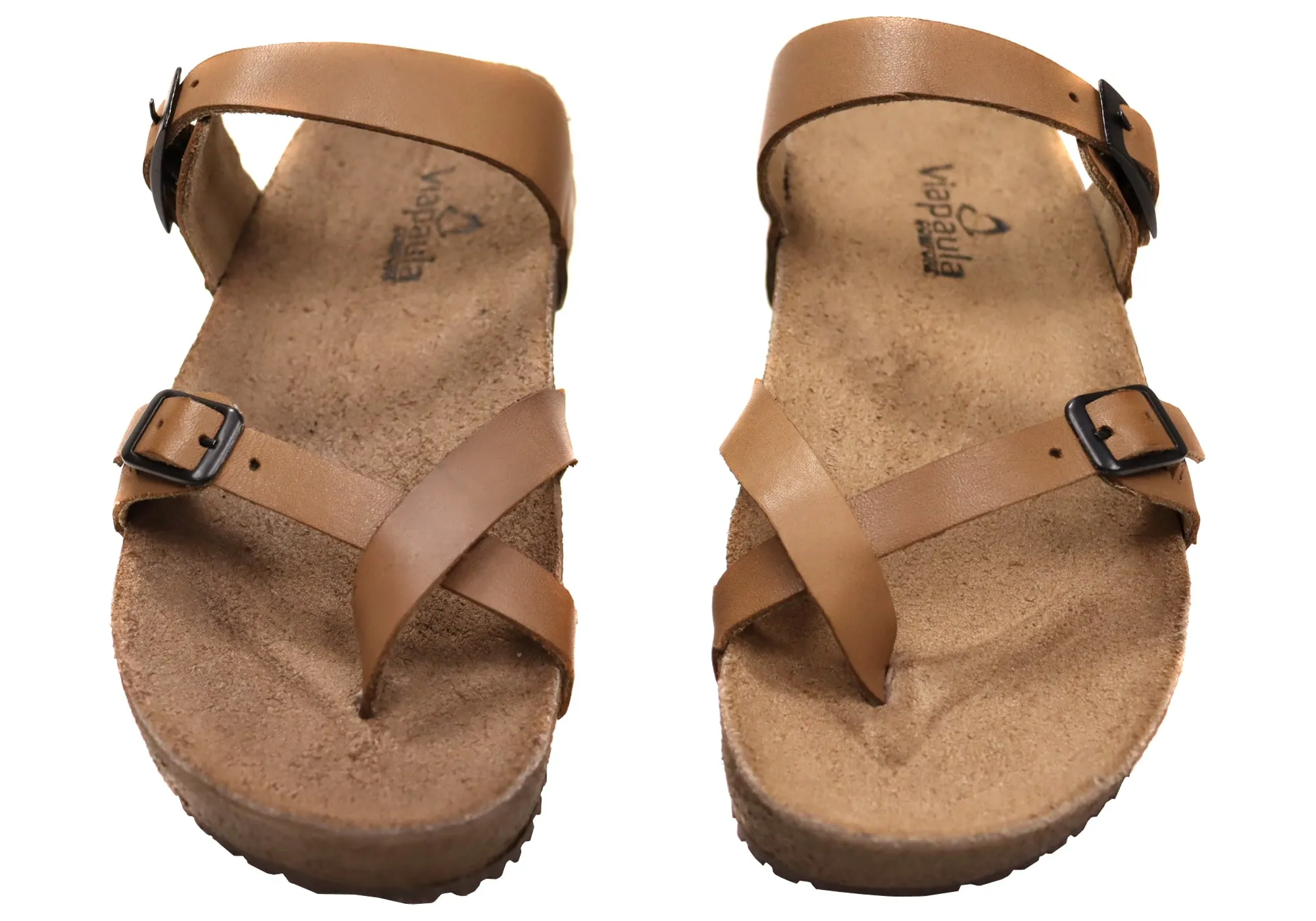 Via Paula Toto Womens Leather Comfort Thongs Sandals Made in Brazil Via Paula Shoes