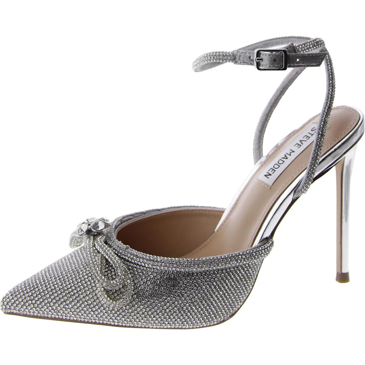 Viable Womens Rhinestone Pointed Toe Ankle Strap