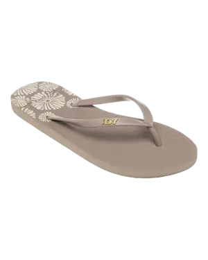 Viva Printed Flip Flops in Taupe