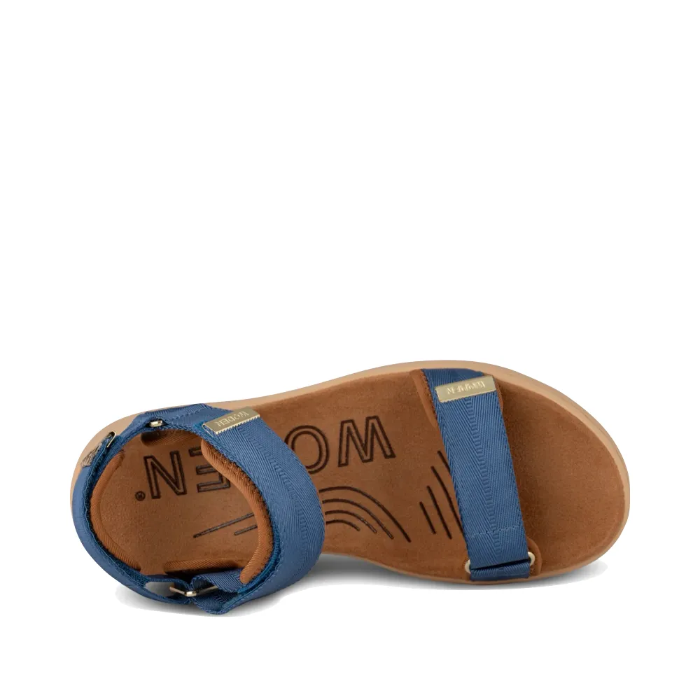 Woden Women's Line Strap Sandal in Old Denim Blue