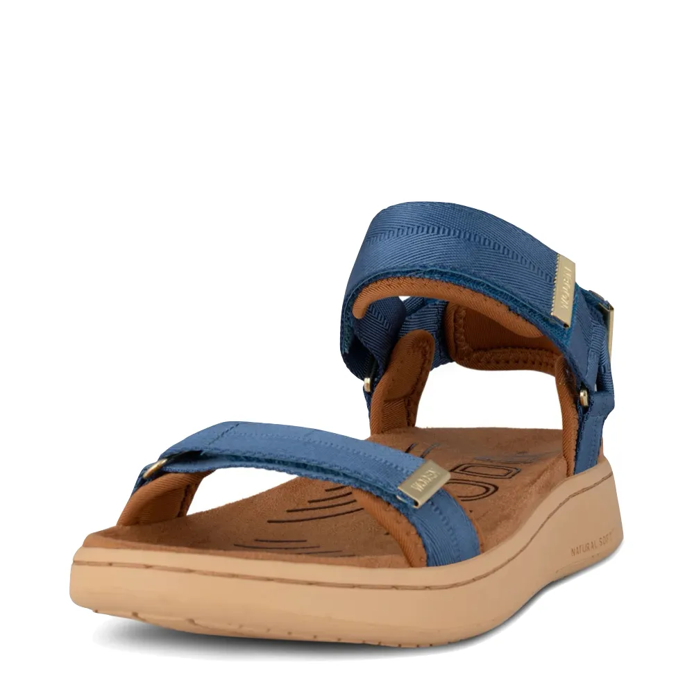 Woden Women's Line Strap Sandal in Old Denim Blue