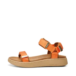 Woden Women's Line Strap Sandal in Tiger Orange